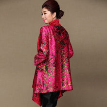 Muatkan imej ke dalam penonton Galeri, Open Front Floral Silk &amp; Linen Chinese Style Wind Coat
