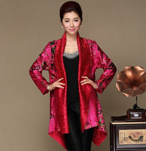 Muatkan imej ke dalam penonton Galeri, Open Front Floral Silk &amp; Linen Chinese Style Wind Coat
