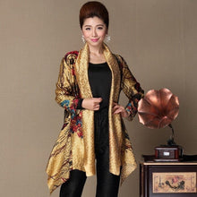 Muatkan imej ke dalam penonton Galeri, Open Front Floral Silk &amp; Linen Chinese Style Wind Coat
