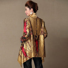 Muatkan imej ke dalam penonton Galeri, Open Front Floral Silk &amp; Linen Chinese Style Wind Coat
