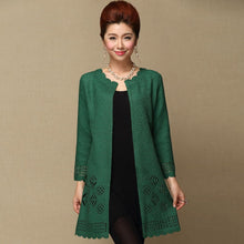 Load image into Gallery viewer, Round Neck Open Front Hollowed-out Floral Chinese Style Wind Coat
