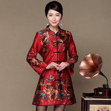 Muatkan imej ke dalam penonton Galeri, Knee Length Silk &amp; Linen Floral Chinese Style Women&#39;s Wind Coat
