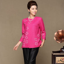 Load image into Gallery viewer, Petals Pattern Round Neck Chinese Style Women&#39;s Cardigan
