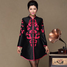 Load image into Gallery viewer, Mandarin Sleeve Silk &amp; Linen Chinese Style Mother Dress Plus Size
