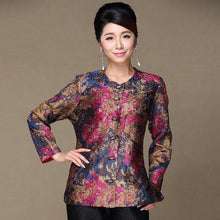 Load image into Gallery viewer, Round Neck Long Sleeve Floral Linen Chinese Style Women&#39;s Coat
