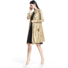 Load image into Gallery viewer, 3/4 Sleeve Chinese Style Wind Coat Shawl with Flower Applique
