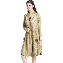 Load image into Gallery viewer, 3/4 Sleeve Chinese Style Wind Coat Shawl with Flower Applique
