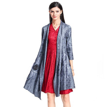 Load image into Gallery viewer, 3/4 Sleeve Chinese Style Wind Coat Shawl with Flower Applique
