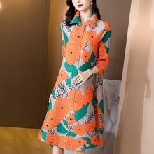 Muatkan imej ke dalam penonton Galeri, 3/4 Sleeve Folded Floral Print Chinese Style Casual Dress Boho Dress
