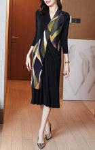 Load image into Gallery viewer, 3/4 Sleeve V Neck Folded Floral Chinese Style Casual Dress Boho Dress
