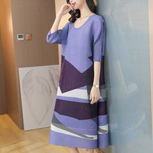 Load image into Gallery viewer, Half Sleeve Round Neck Folded Chinese Style Casual Dress Boho Dress
