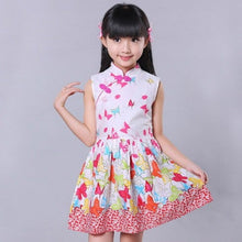 Muatkan imej ke dalam penonton Galeri, Cap Sleeve Mini Kid&#39;s Cheongsam Floral Qipao Dress
