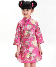 Load image into Gallery viewer, Cap Sleeve Mini Kid&#39;s Cheongsam Floral Qipao Dress
