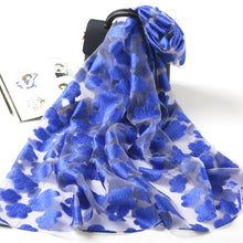 Load image into Gallery viewer, Flowers Pattern All-match Warm Chiffon Scarf Shawl
