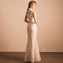 Load image into Gallery viewer, Cheongsam Style Floral Lace Chinese Wedding Dress Evening Gown
