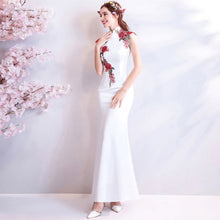 Muatkan imej ke dalam penonton Galeri, Floral Cheongsam Top Full Length Mermaid Evening Dress
