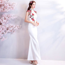 Muatkan imej ke dalam penonton Galeri, Floral Cheongsam Top Full Length Mermaid Evening Dress
