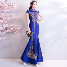 Muatkan imej ke dalam penonton Galeri, Floral Sequins Cheongsam Top Full Length Mermaid Evening Dress
