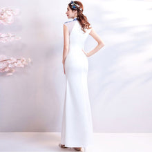 Load image into Gallery viewer, Floral Embroidery Cheongsam Top Full Length Mermaid Evening Dress
