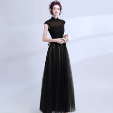 Load image into Gallery viewer, Cheongsam Top Illusion Neck Evening Dresss with Sequins
