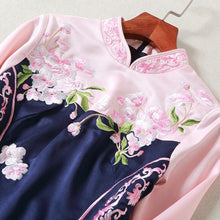 Load image into Gallery viewer, Floral Embroidery Mandarin Collar Cheongsam Top Mermaid Evening Dress
