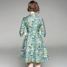 Muatkan imej ke dalam penonton Galeri, Half Sleeve Cheongsam Top Bubble Skirt Floral Dress
