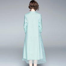 Load image into Gallery viewer, 3/4 Sleeve Floral Embroidery Organza Tea Length Dress
