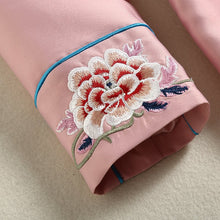 Load image into Gallery viewer, Mandarin Collar Knee Length Chinese Style Floral Embroidery Wind Coat
