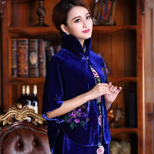 Muatkan imej ke dalam penonton Galeri, Chinese Style Velvet Shawl Cloak Bolero Jacket
