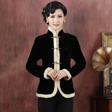 Load image into Gallery viewer, Stand Collar Fur Edge Chinese Style Women&#39;s Wadded Jacket
