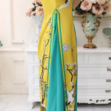 Muatkan imej ke dalam penonton Galeri, Cheongsam Top Full Length Ao Dai Two-piece Floral Dress
