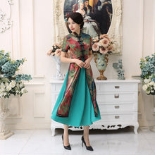 Muatkan imej ke dalam penonton Galeri, Cheongsam Top Full Length Ao Dai Two-piece Floral Dress
