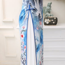 Load image into Gallery viewer, Cheongsam Top Full Length Ao Dai Two-piece Dress with Handmade Drawing
