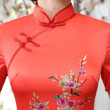 Load image into Gallery viewer, Cheongsam Top Full Length Floral Ao Dai Two-piece Dress
