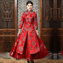 Muatkan imej ke dalam penonton Galeri, Long Sleeve Mandarin Collar Brocade Chinese Wind Coat
