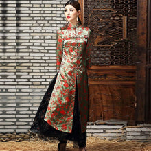 Muatkan imej ke dalam penonton Galeri, Long Sleeve Mandarin Collar Brocade Chinese Wind Coat
