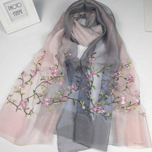 Load image into Gallery viewer, Real Silk Oriental Floral Embroidery Scarf Shawl
