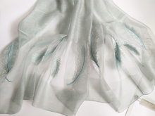 Load image into Gallery viewer, Feather Embroidery Real Silk Scarf Shawl
