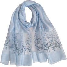 Load image into Gallery viewer, Real Silk Oriental Floral Embroidery Scarf Shawl
