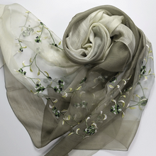 Load image into Gallery viewer, Real Silk Oriental Floral Embroidery Scarf Shawl
