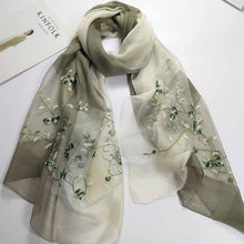 Load image into Gallery viewer, Real Silk Oriental Floral Embroidery Scarf Shawl
