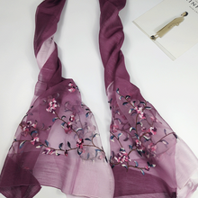 Load image into Gallery viewer, Real Silk Oriental Floral Embroidery Scarf Shawl
