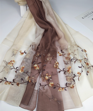 Load image into Gallery viewer, Real Silk Oriental Floral Embroidery Scarf Shawl
