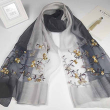 Load image into Gallery viewer, Real Silk Oriental Floral Embroidery Scarf Shawl
