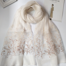 Load image into Gallery viewer, Real Silk Oriental Floral Embroidery Scarf Shawl
