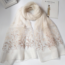 Load image into Gallery viewer, Real Silk Oriental Floral Embroidery Scarf Shawl
