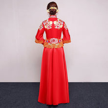 Load image into Gallery viewer, Long Sleeve Dragon &amp; Phoenix Embroidery Traditional Chinese Wedding Suit
