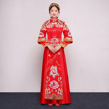 Load image into Gallery viewer, Long Sleeve Dragon &amp; Phoenix Embroidery Traditional Chinese Wedding Suit
