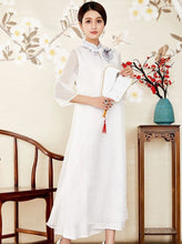 Load image into Gallery viewer, Organza with Auspicious Embroidery Full Length Cheongsam Prom Dress
