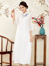 Load image into Gallery viewer, Organza with Auspicious Embroidery Full Length Cheongsam Prom Dress
